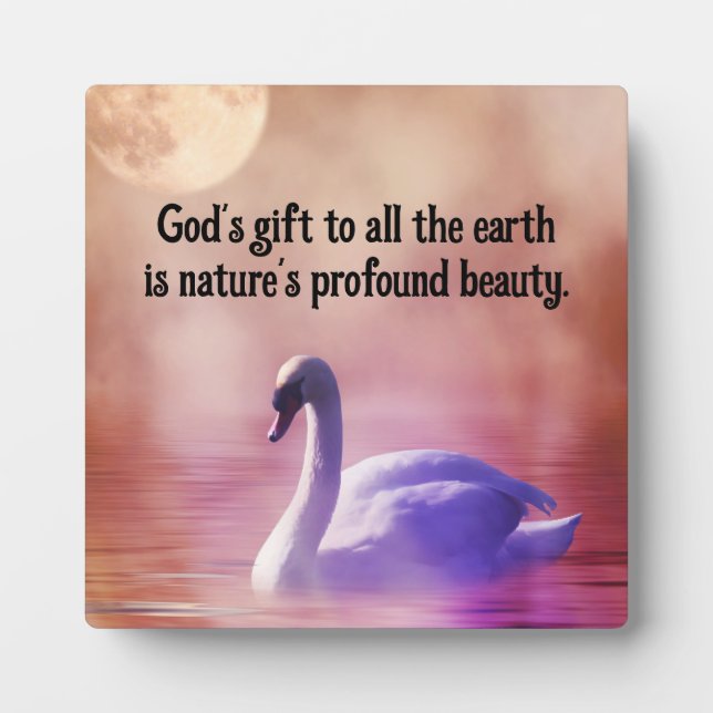 Beautiful Swan Tabletop Plaque with Easel (Front)