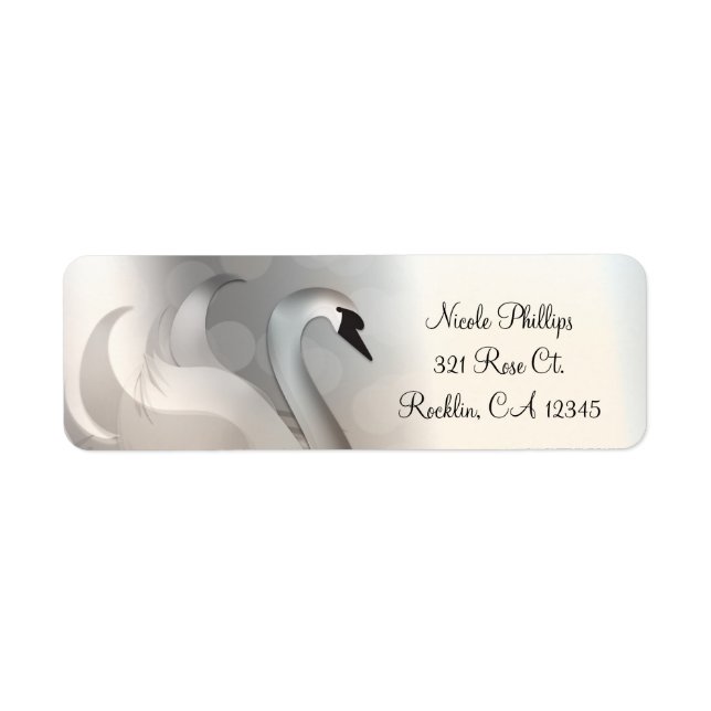 Beautiful Swan White & Silver Elegant Invitation Return Address Label (Front)