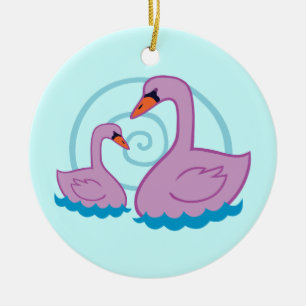 Beautiful Swans Ceramic Ornament