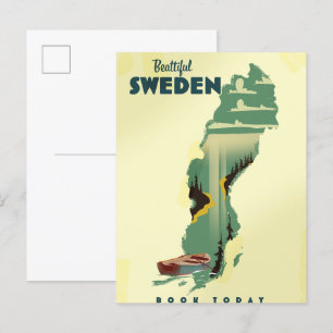 Beautiful Sweden travel poster Invitation Postcard