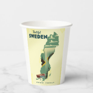 Beautiful Sweden travel poster Paper Cups