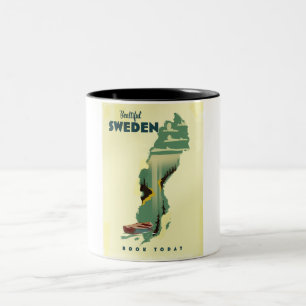 Beautiful Sweden travel poster Two-Tone Coffee Mug