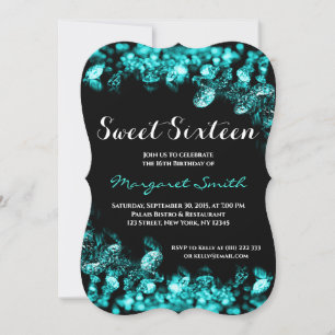Beautiful Sweet 16 Diamonds Turquoise Invitation