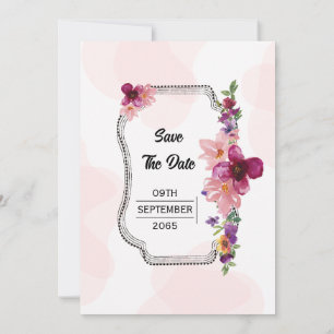Beautiful sweet flat floral wedding invitation