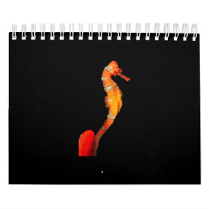 Beautiful Swimming Seahorse Figure On Front Calendar