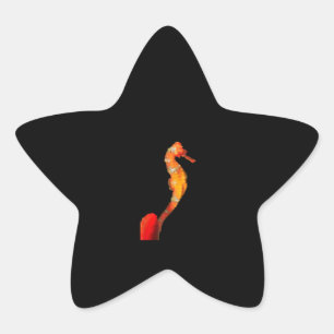 Beautiful Swimming Seahorse Figure On Front Star Sticker