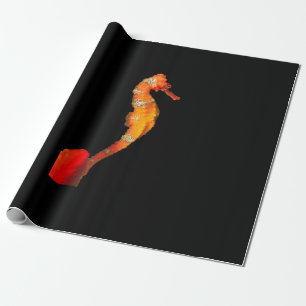 Beautiful Swimming Seahorse Figure On Front Wrapping Paper