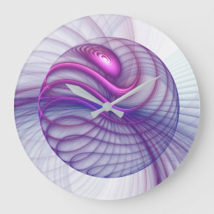 Beautiful Swing Modern Abstract Fractal Art Pink Large Clock