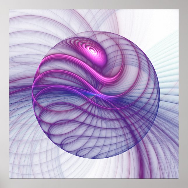 Beautiful Swing Modern Abstract Fractal Art Pink Poster (Front)