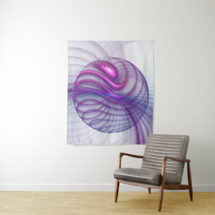 Beautiful Swing Modern Abstract Fractal Art Pink Tapestry