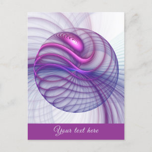 Beautiful Swing Modern Abstract Fractal Pink Text Postcard