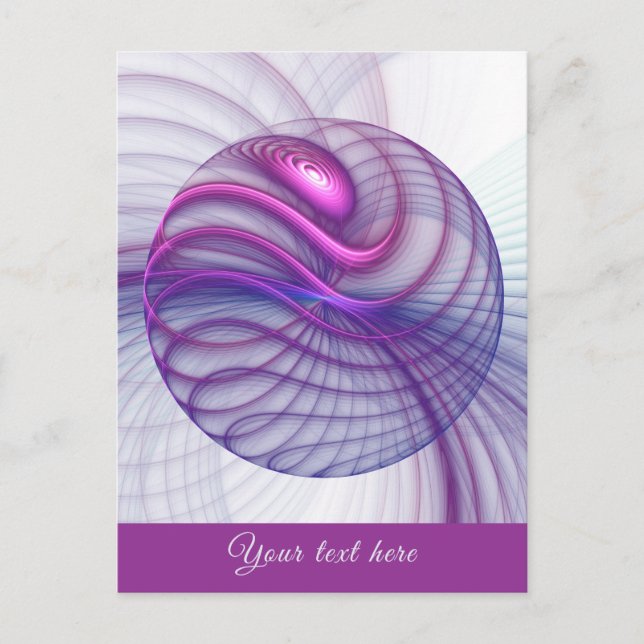 Beautiful Swing Modern Abstract Fractal Pink Text Postcard (Front)