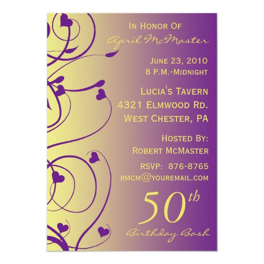 Beautiful Swirls 50th Birthday Invitation