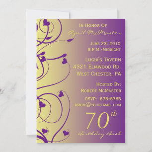 Beautiful Swirls 70th Birthday Invitation