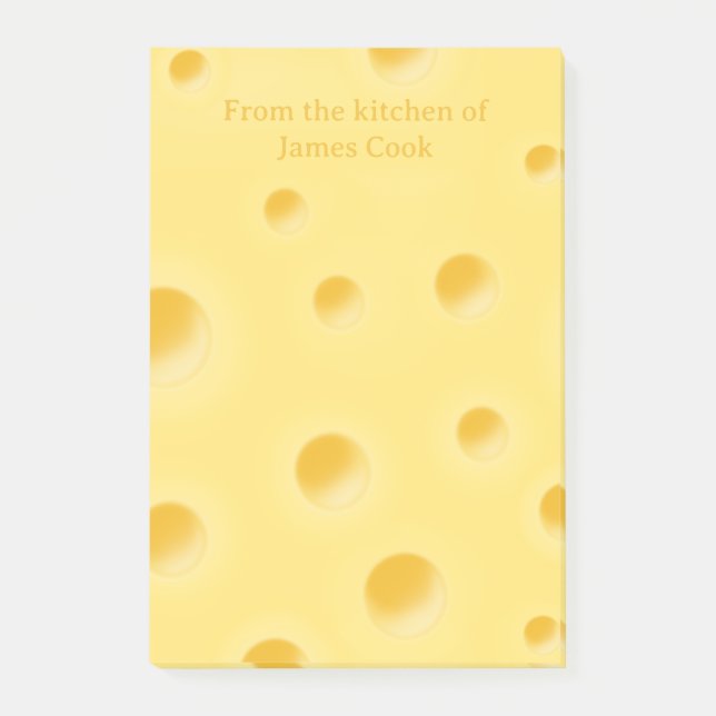 Beautiful Swiss Cheese Fanciful Personalised Post-it Notes (Front)