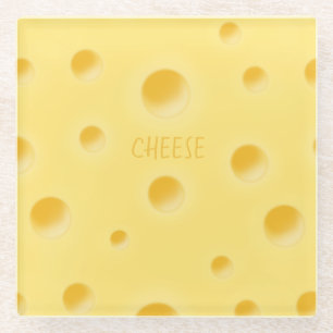 Beautiful Swiss Cheese Whimsical Personalzable Glass Coaster