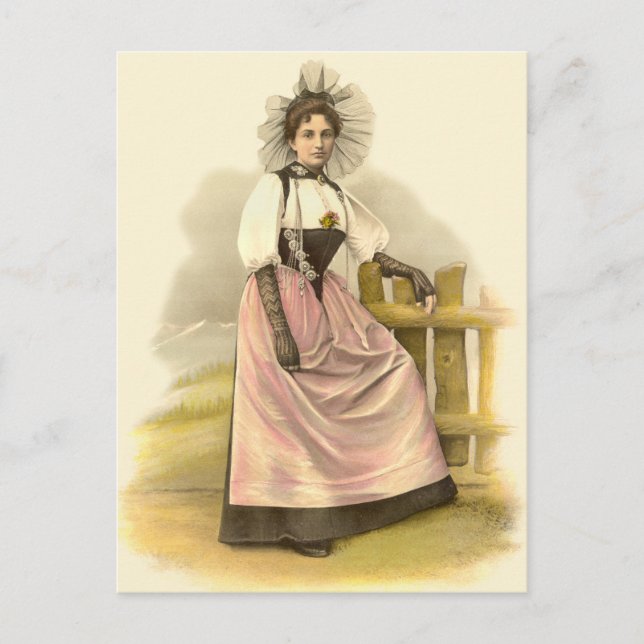 Beautiful Swiss Woman in Traditional Costume, Bern Postcard (Front)