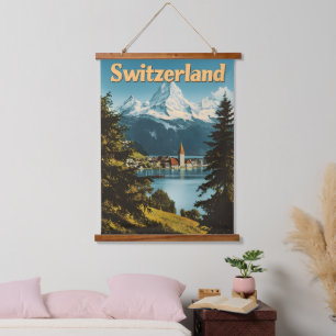 Beautiful Switzerland Swiss Alps Scenic Mountains Hanging Tapestry