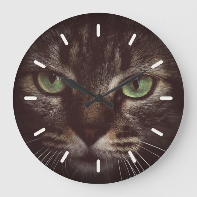Beautiful tabby cat large clock (Front)