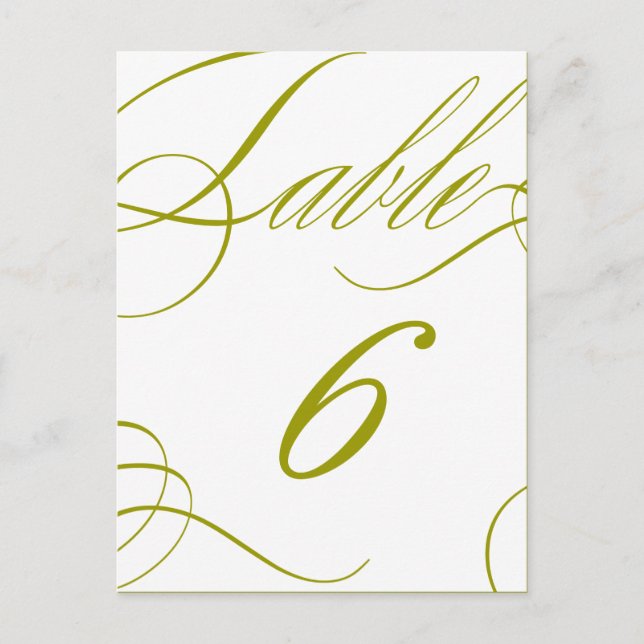 Beautiful Table Number (Customisable Text Colour) Postcard (Front)