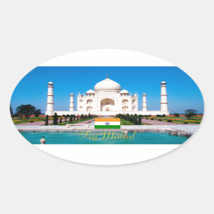 Beautiful Taj-Mahal India Pro Photo Oval Sticker