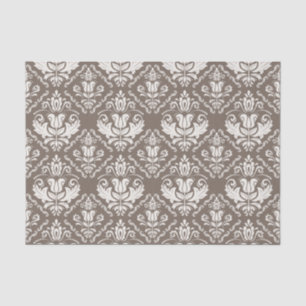 Beautiful Taupe Ivory Damask Brocade Pattern Tissue Paper