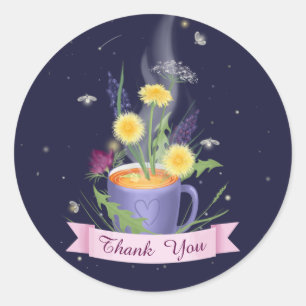 Beautiful Tea Cup Summer Flowers Classic Round Sticker