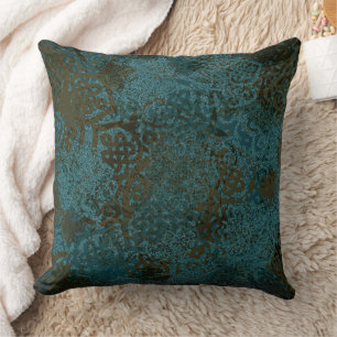 Beautiful Teal and Brown Black Celtic Pattern Cushion
