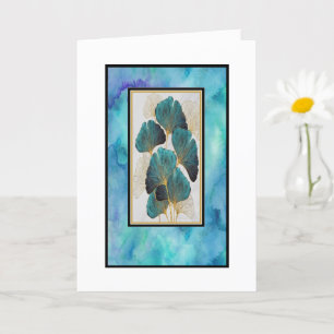 Beautiful Teal and Gold Floral Greeting Card