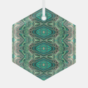 Beautiful Teal Art Deco Style Fractal Suncatcher Glass Tree Decoration