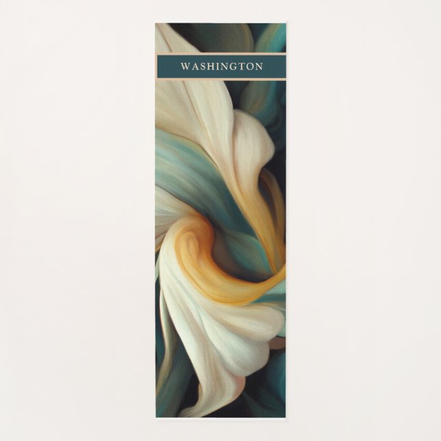 Beautiful Teal & Cream Colour Abstract Swirls  Yoga Mat (Front)