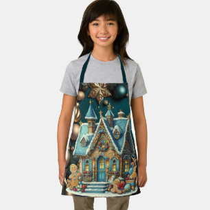 Beautiful Teal Gingerbread House Teal Decorations Apron