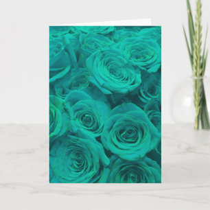 Beautiful teal green roses teal flowers  card