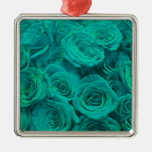 Beautiful teal green roses teal flowers  metal tree decoration