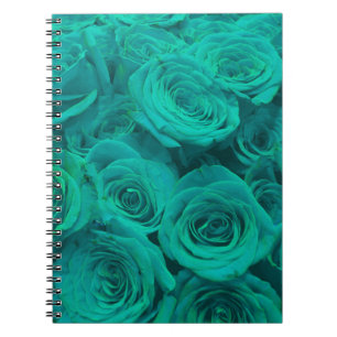 Beautiful teal green roses teal flowers  notebook