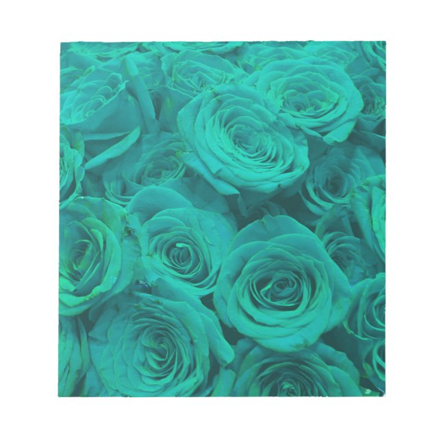Beautiful teal green roses teal flowers  notepad (Front)