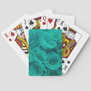 Beautiful teal green roses teal flowers playing cards