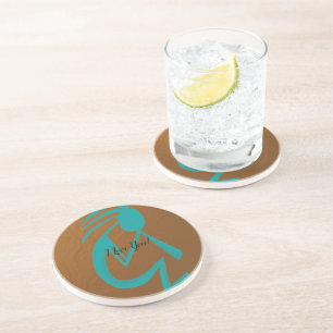 Beautiful Teal Kokopelli Painting Coaster