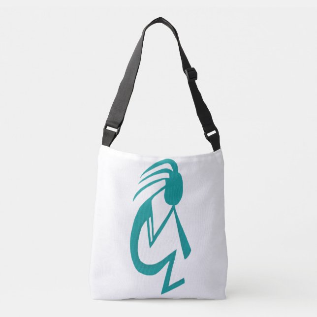 Beautiful Teal Kokopelli Painting Crossbody Bag (Front)