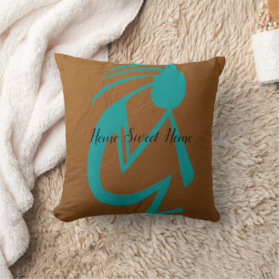 Beautiful Teal Kokopelli Painting Cushion