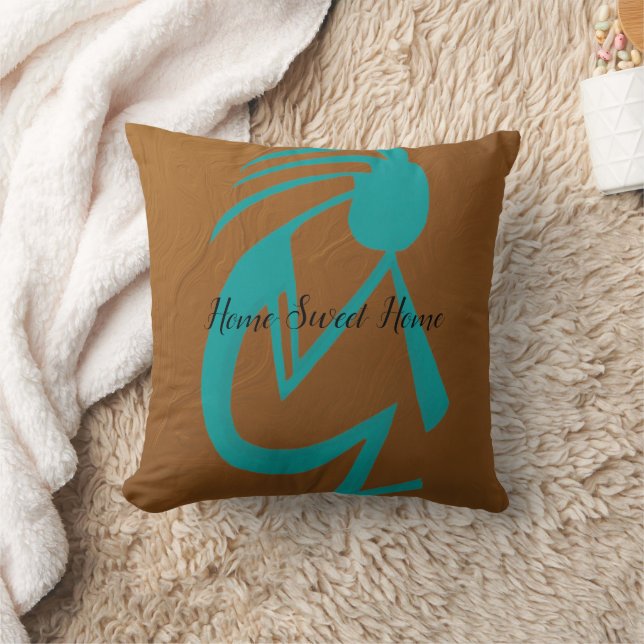 Beautiful Teal Kokopelli Painting Cushion (Blanket)