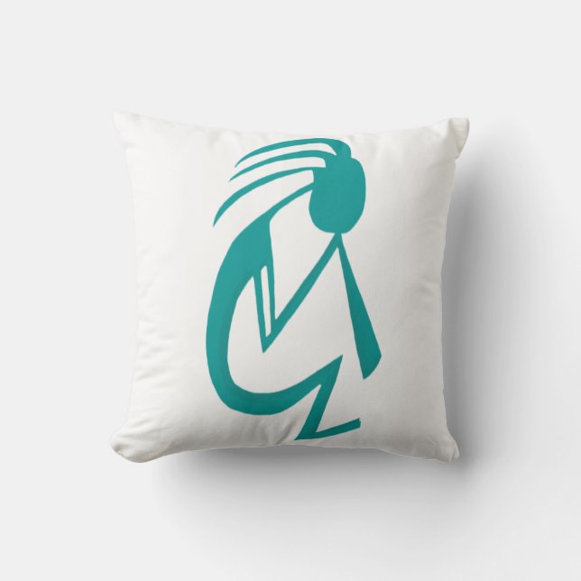 Beautiful Teal Kokopelli Painting Cushion (Front)