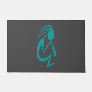 Beautiful Teal Kokopelli Painting Doormat