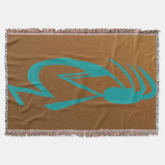 Beautiful Teal Kokopelli Painting Throw Blanket (Front)