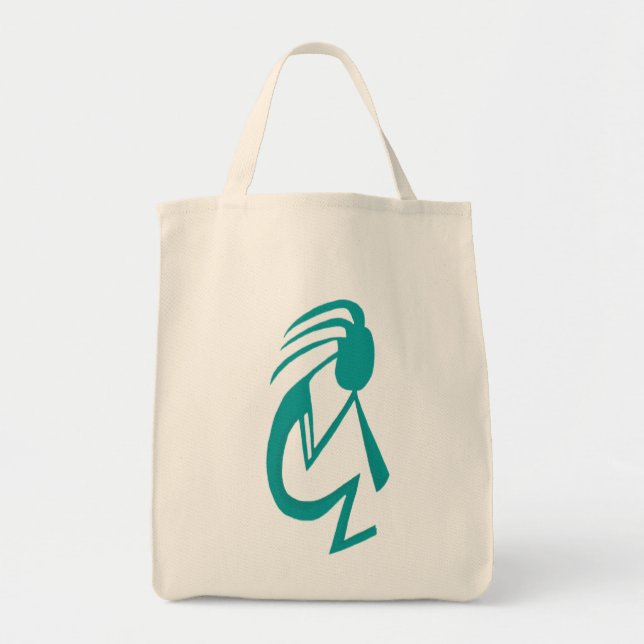 Beautiful Teal Kokopelli Painting Tote Bag (Front)