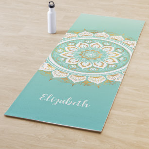 Beautiful Teal Mandala Pattern Yoga Mat