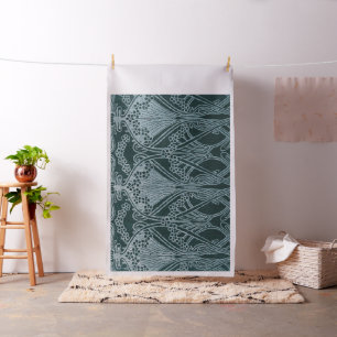 Beautiful,teal silver,art nouveau pattern,floral,m fabric