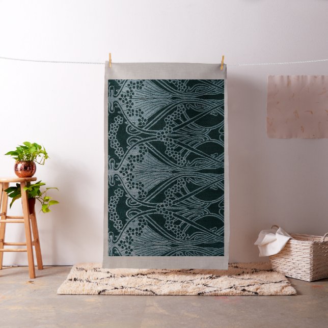 Beautiful,teal silver,art nouveau pattern,floral,m fabric (In Situ)
