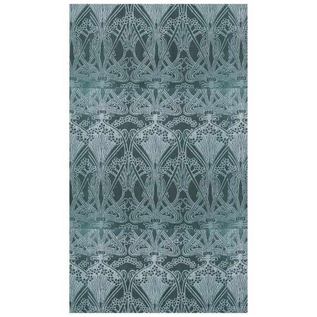 Beautiful,teal silver,art nouveau pattern,floral,m tablecloth (Front)