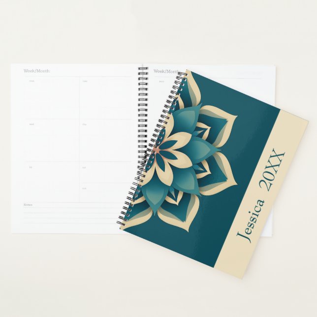 Beautiful Teal Spiritual Chic Mandala Modern  Planner (Display)